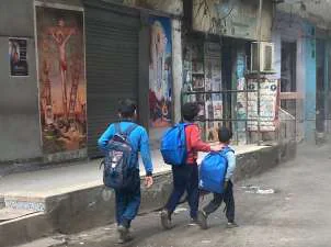 Children walking to school